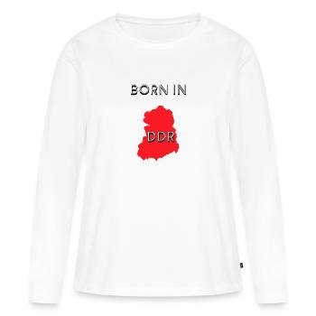 Born en RDA - T-shirt manches longues Premium bio Femme - blanc - Devant - Julia (174cm)
