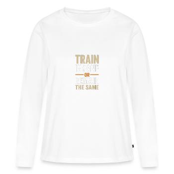 Train Insane or Remain the Same Shirt - Frauen Premium Bio Langarmshirt - Weiß - Vorne - Julia (174cm)
