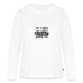 Sages-femmes - T-shirt manches longues Premium bio Femme - blanc - Devant - Julia (174cm)
