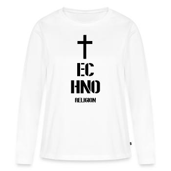 Techno - Musique techno - Techno religion - T-shirt manches longues Premium bio Femme - blanc - Devant - Julia (174cm)