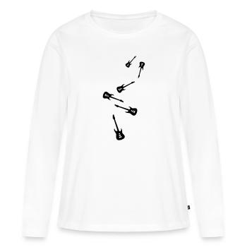 Instrument de guitare - T-shirt manches longues Premium bio Femme - blanc - Devant - Julia (174cm)