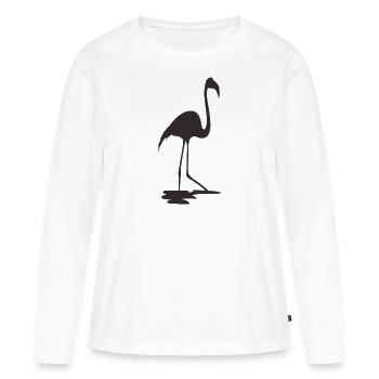 Flamant rose - T-shirt manches longues Premium bio Femme - blanc - Devant - Julia (174cm)