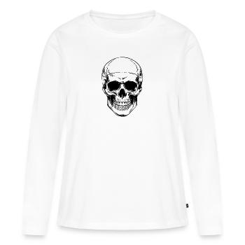 Tête de mort - T-shirt manches longues Premium bio Femme - blanc - Devant - Julia (174cm)