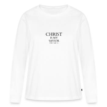 Christ est mon Sauveur - T-shirt manches longues Premium bio Femme - blanc - Devant - Julia (174cm)