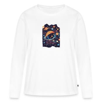Oeil, Galaxie, Espace, Planètes, Étoiles, Interstellaire - T-shirt manches longues Premium bio Femme - blanc - Devant - Julia (174cm)