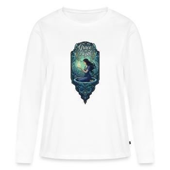 Grace of depth woman with fire - Women's Premium Organic Long Sleeve Shirt - white - Front - Julia (174cm)
