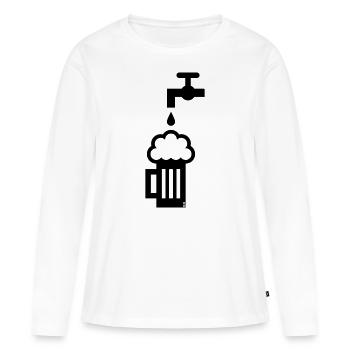 Robinet de chope à bière (Chope à bière, Chope à bière, Chope à bière noire) - T-shirt manches longues Premium bio Femme - blanc - Devant - Julia (174cm)