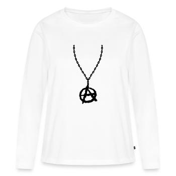 Bijoux collier symbole de l'anarchie - T-shirt manches longues Premium bio Femme - blanc - Devant - Julia (174cm)
