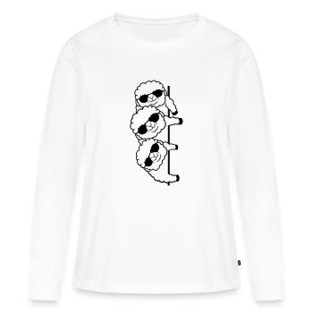 3 DJ Sheep Behind Wall Peeking Sideways Friends - Women's Premium Organic Long Sleeve Shirt - white - Front - Julia (174cm)