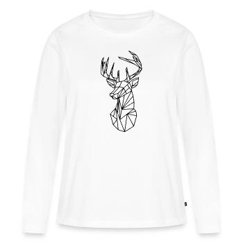 Cerf géométrique - T-shirt manches longues Premium bio Femme - blanc - Devant - Julia (174cm)