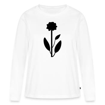 Fleur avec tige - T-shirt manches longues Premium bio Femme - blanc - Devant - Julia (174cm)