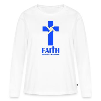 La foi nous rassemble - T-shirt manches longues Premium bio Femme - blanc - Devant - Julia (174cm)
