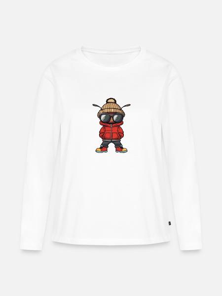 Ameise Cool Comic - Frauen Premium Bio Langarmshirt - Weiß
