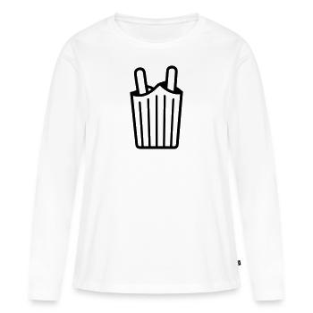 Frites - T-shirt manches longues Premium bio Femme - blanc - Devant - Julia (174cm)