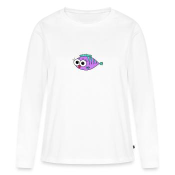 Fisch Lila - Frauen Premium Bio Langarmshirt - Weiß - Vorne - Julia (174cm)