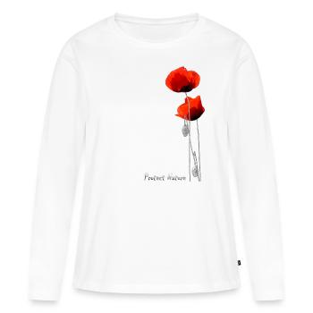 PROTECT NATURE - Red Poppies and Bee - Women's Premium Organic Long Sleeve Shirt - white - Front - Julia (174cm)