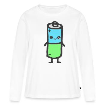 Battery - Women's Premium Organic Long Sleeve Shirt - white - Front - Julia (174cm)