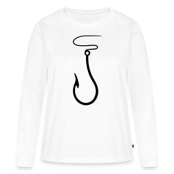 Hameçons symbole pêcheur - T-shirt manches longues Premium bio Femme - blanc - Devant - Julia (174cm)