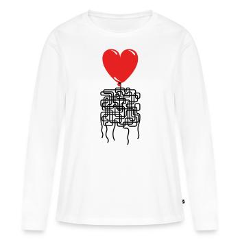 Les choses sont compliquées. La Saint-Valentin. J’adore... - T-shirt manches longues Premium bio Femme - blanc - Devant - Julia (174cm)
