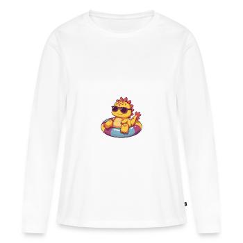 Dinosaure Stegosaurus Bande dessinée Cool - T-shirt manches longues Premium bio Femme - blanc - Devant - Julia (174cm)