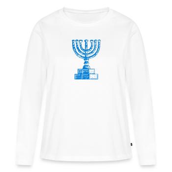 Menorah le chandelier à sept branches, judaïsme d’Israël - T-shirt manches longues Premium bio Femme - blanc - Devant - Julia (174cm)