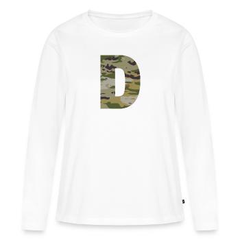 Lettre de camouflage D - T-shirt manches longues Premium bio Femme - blanc - Devant - Julia (174cm)