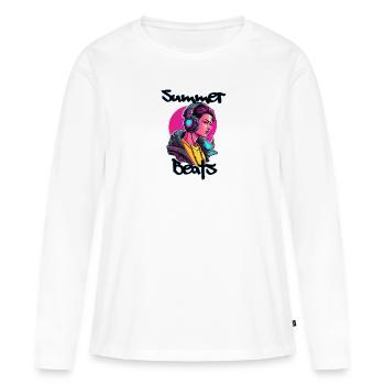 Casque / Audio / Musique / Son / Studio / Cool - T-shirt manches longues Premium bio Femme - blanc - Devant - Julia (174cm)
