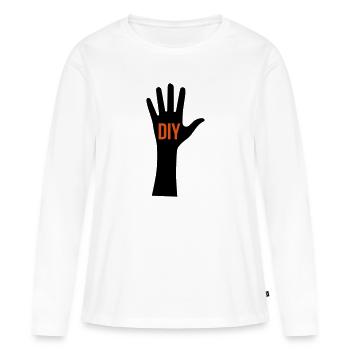 DIY Hand - T-shirt manches longues Premium bio Femme - blanc - Devant - Julia (174cm)