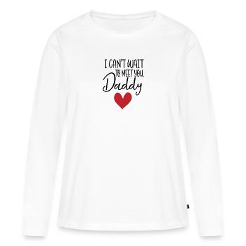 J'ai hâte de te rencontrer papa - T-shirt manches longues Premium bio Femme - blanc - Devant - Julia (174cm)