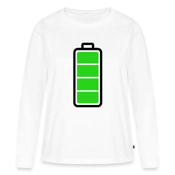 batterie faible - T-shirt manches longues Premium bio Femme - blanc - Devant - Julia (174cm)