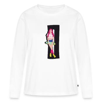 Skateboard skateboard skateboard skateboard - T-shirt manches longues Premium bio Femme - blanc - Devant - Julia (174cm)