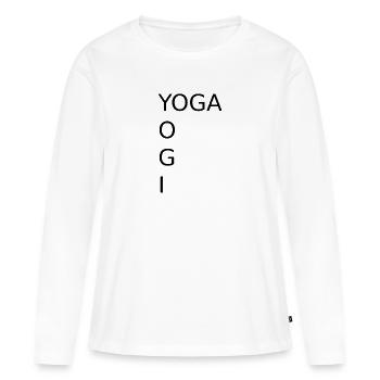YOGA YOGI - Citation sur le yoga - T-shirt manches longues Premium bio Femme - blanc - Devant - Julia (174cm)
