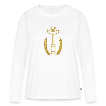 Fourchette à saucisses - Grill - T-shirt manches longues Premium bio Femme - blanc - Devant - Julia (174cm)