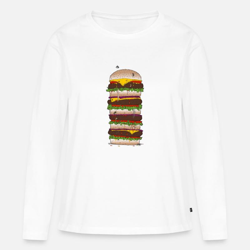 Giant Burger - Frauen Premium Bio Langarmshirt - Weiß