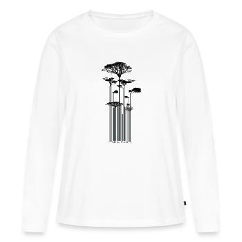 CODE BARRE - Arbre - conso - T-shirt manches longues Premium bio Femme - blanc - Devant - Julia (174cm)