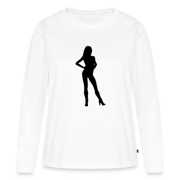 Silhouette silhouette silhouette - T-shirt manches longues Premium bio Femme - blanc - Devant - Julia (174cm)