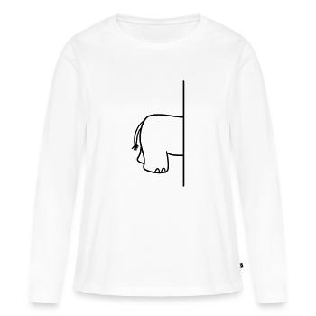 wand_halbes_getrennt_hinter_hinterteil_a - Frauen Premium Bio Langarmshirt - Weiß - Vorne - Julia (174cm)