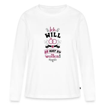 ich will er hat zu wollen ringe - Frauen Premium Bio Langarmshirt - Weiß - Vorne - Julia (174cm)