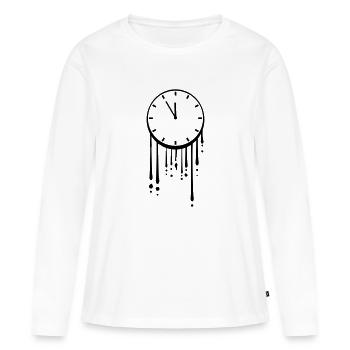 Gouttes d’horloge en fusion - T-shirt manches longues Premium bio Femme - blanc - Devant - Julia (174cm)