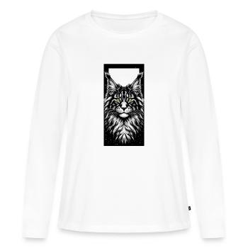 Cat face - Women's Premium Organic Long Sleeve Shirt - white - Front - Julia (174cm)