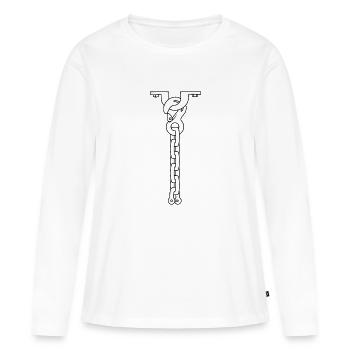 collier cravate BLANC - T-shirt manches longues Premium bio Femme - blanc - Devant - Julia (174cm)