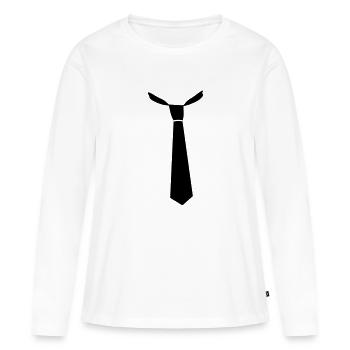 Krawatte - Frauen Premium Bio Langarmshirt - Weiß - Vorne - Julia (174cm)