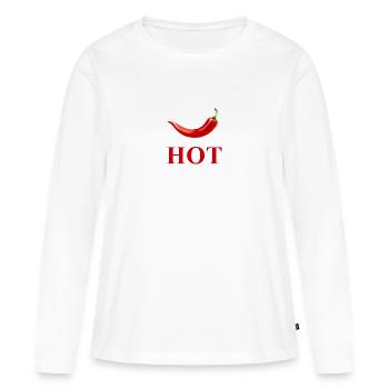 Pepperoni CHAUD - T-shirt manches longues Premium bio Femme - blanc - Devant - Julia (174cm)
