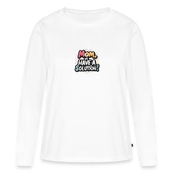 Maman, nous avons une solution - T-shirt manches longues Premium bio Femme - blanc - Devant - Julia (174cm)