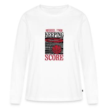 Chut, je garde le score 21 - T-shirt manches longues Premium bio Femme - blanc - Devant - Julia (174cm)