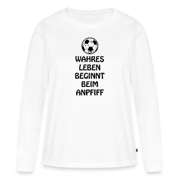 Fußball Soccer - Frauen Premium Bio Langarmshirt - Weiß - Vorne - Julia (174cm)