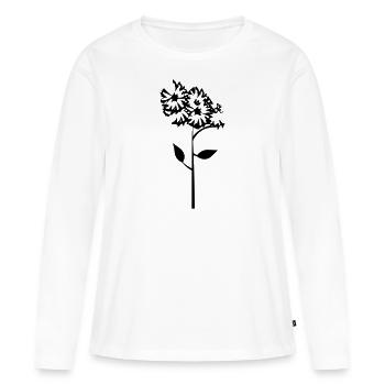 Fleur avec tige - T-shirt manches longues Premium bio Femme - blanc - Devant - Julia (174cm)