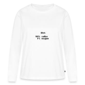 Die Ernährung besteht zu 99 % aus Kaffee, aber nur zu 1 % aus Sauerstoff - Frauen Premium Bio Langarmshirt - Weiß - Vorne - Julia (174cm)