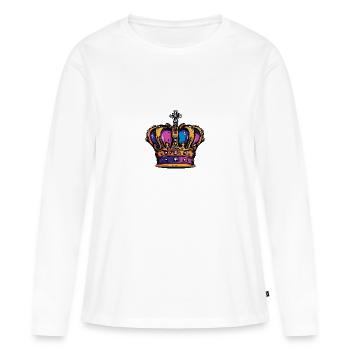 Couronne - T-shirt manches longues Premium bio Femme - blanc - Devant - Julia (174cm)