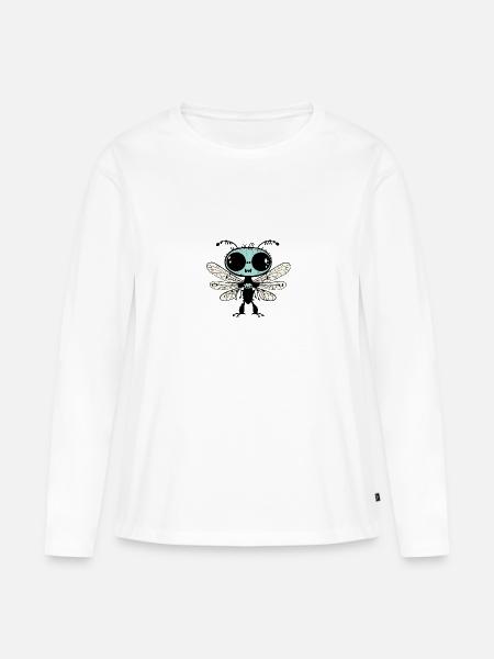 Libelle Halloween Comic Lustig - Frauen Premium Bio Langarmshirt - Weiß